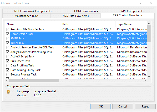 Add SSIS Control Flow Component